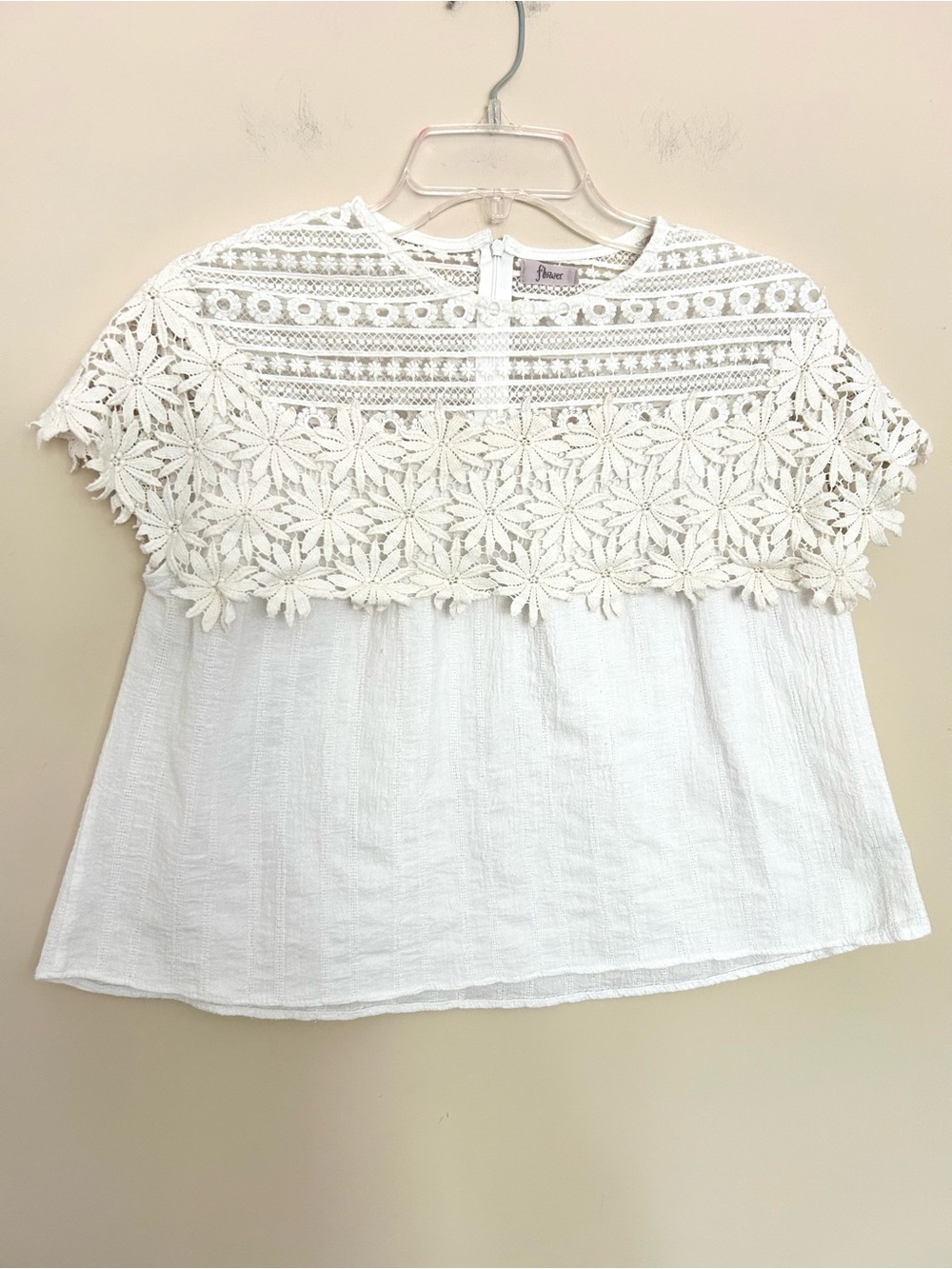 Flower Women’s White Floral Lace Crochet Cotton Top